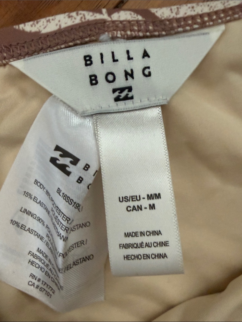 Billabong Set Beach Babe Floral Swim Bikini Set - Brown/White NWT - Picture 6 of 6